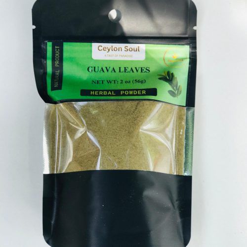 Close-up of finely ground, earthy green to brownish Guava Leaves Powder, showing its consistent, powdery texture.