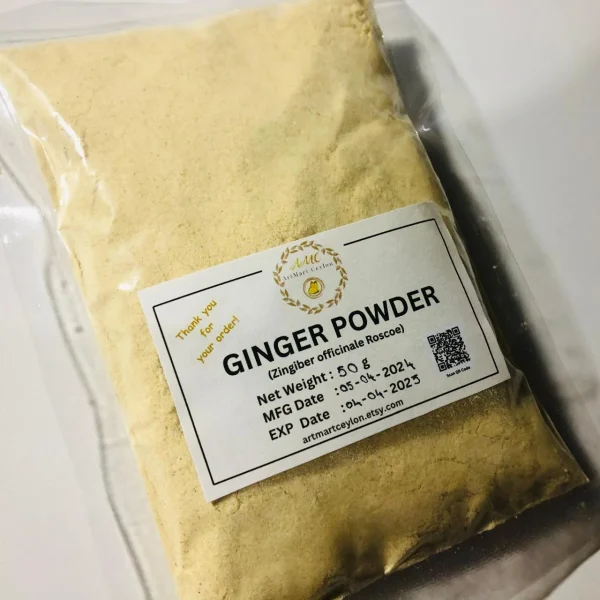Close-up of finely ground, light yellow ginger powder, showing its consistent texture and fresh appearance.